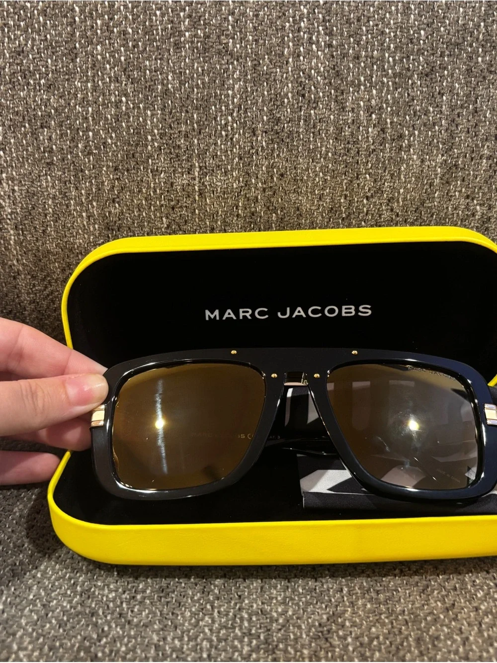 Marc Jacobs Black and Gold Frame Sunglasses with Gold Tinted Lenses
